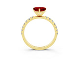 Yellow gold Heart Cut Ruby Solitaire Pavé Band with Four-Prong Setting_3