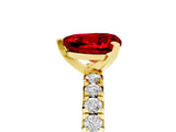 Yellow gold Heart Cut Ruby Solitaire Pavé Engagement Ring with Round Band and Prong Setting_71