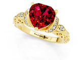 Yellow gold Heart Cut Ruby Solitaire Ring with Filigree Band and Four-Prong Setting_25