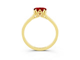 Yellow gold Heart Cut Ruby Solitaire Ring with Flower Prong Setting and Classic Band_15