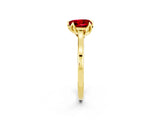 Yellow gold Heart Cut Ruby Solitaire Ring with Flower Prong Setting and Classic Band_38
