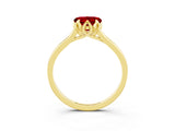 Yellow gold Heart Cut Ruby Solitaire Ring with Flower Prong Setting and Classic Band_39