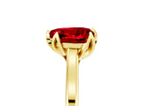 Yellow gold Heart Cut Ruby Solitaire Ring with Flower Prong Setting and Classic Band_41
