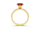 Yellow gold Heart Cut Ruby Solitaire Ring with Pavé Accents and Four-Prong Setting_3