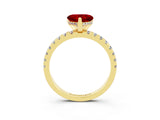 Yellow gold Heart Cut Ruby Solitaire Ring with Pavé Band and Four-Prong Setting_27