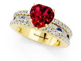 Yellow gold Heart Cut Ruby Solitaire Ring with Pavé and Channel Set Band_1