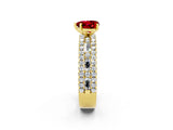 Yellow gold Heart Cut Ruby Solitaire Ring with Pavé and Channel Set Band_2