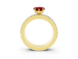 Yellow gold Heart Cut Ruby Solitaire Ring with Pavé and Channel Set Band_3