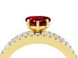 Yellow gold Heart Cut Ruby Solitaire Ring with Pavé and Channel Set Band_4