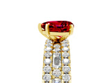 Yellow gold Heart Cut Ruby Solitaire Ring with Pavé and Channel Set Band_5