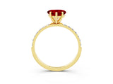 Yellow gold Heart Cut Ruby Solitaire Ring with Pave Band and Four Prong Setting_27