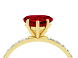 Yellow gold Heart Cut Ruby Solitaire Ring with Pave Band and Four Prong Setting_28