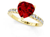 Yellow gold Heart Cut Ruby Solitaire Ring with Round  Pavé Band and Four-Prong Setting_37