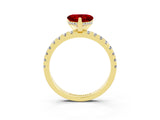 Yellow gold Heart Cut Ruby Solitaire Ring with Round  Pavé Band and Four-Prong Setting_39