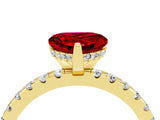Yellow gold Heart Cut Ruby Solitaire Ring with Round  Pavé Band and Four-Prong Setting_40