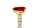 Yellow gold Heart Cut Ruby Solitaire Ring with Round  Pavé Band and Four-Prong Setting_41