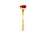 Yellow gold Heart Cut Ruby Solitaire Ring with Thin Band and Four-Prong Setting_2