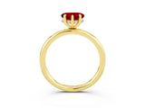 Yellow gold Heart Cut Ruby Solitaire Ring with Thin Band and Four-Prong Setting_3