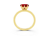 Yellow gold Heart Cut Ruby Solitaire Ring with Thin Band and Prong Setting_15