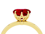 Yellow gold Heart Cut Ruby Solitaire Ring with Thin Band and Prong Setting_16