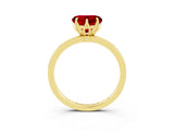 Yellow gold Heart Cut Ruby Solitaire Ring with Thin Band and Prong Setting_27