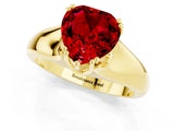 Yellow gold Heart Cut Ruby Solitaire Ring with Wide Band and Prong Setting_1