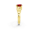 Yellow gold Heart Cut Ruby Solitaire Ring with Wide Band and Prong Setting_2