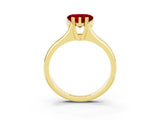 Yellow gold Heart Cut Ruby Solitaire Ring with Wide Band and Prong Setting_3