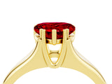 Yellow gold Heart Cut Ruby Solitaire Ring with Wide Band and Prong Setting_4