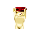 Yellow gold Heart Cut Ruby Solitaire Ring with Wide Band and Prong Setting_5