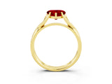 Yellow gold Heart Cut Ruby Solitaire Twist Band Prong Setting Ring_39