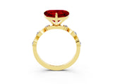 Yellow gold Heart Cut Ruby Solitaire Twisted Band with Round  Accents and Prong Setting_15