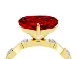 Yellow gold Heart Cut Ruby Solitaire Twisted Band with Round  Accents and Prong Setting_16