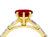 Yellow gold Heart Cut Ruby Solitaire with Side Baguettes and Channel Set Band_4