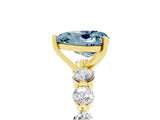 Yellow gold Heart Cut Solitaire Aquamarine Ring with Pave Band and Four-Prong Setting_5