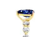 Yellow gold Heart Cut Solitaire Blue Sapphire Ring with Pave Band and Four-Prong Setting_5