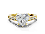 Yellow gold Heart Cut Solitaire Cathedral Diamond Engagement Ring with Channel-Set Band and Four-Prong Setting_7