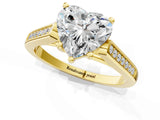 Yellow gold Heart Cut Solitaire Cathedral Diamond Engagement Ring with Channel-Set Band and Four-Prong Setting_8