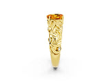 Yellow gold Heart Cut Solitaire Citrine Leaf-Inspired Vine Band Ring with Prong Setting_2
