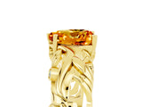 Yellow gold Heart Cut Solitaire Citrine Leaf-Inspired Vine Band Ring with Prong Setting_5