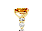 Yellow gold Heart Cut Solitaire Citrine Ring with Pave Band and Four-Prong Setting_5