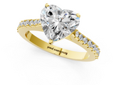Yellow gold Heart Cut Solitaire Diamond Engagement Ring with Pave Band and Four-Prong Setting_172