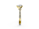 Yellow gold Heart Cut Solitaire Diamond Engagement Ring with Pave Band and Four-Prong Setting_173