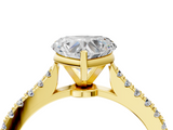 Yellow gold Heart Cut Solitaire Diamond Engagement Ring with Pave Band and Four-Prong Setting_175