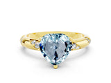 Yellow gold Heart Cut Solitaire Diamond Engagement Ring with Twisted Pave Band and Four-Prong Setting
