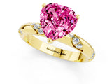 Yellow gold Heart Cut Solitaire Diamond Engagement Ring with Twisted Pave Band and Four-Prong Setting_1