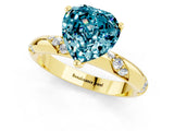 Yellow gold Heart Cut Solitaire Diamond Engagement Ring with Twisted Pave Band and Four-Prong Setting_1