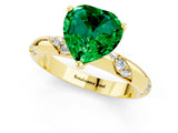 Yellow gold Heart Cut Solitaire Diamond Engagement Ring with Twisted Pave Band and Four-Prong Setting_1