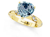 Yellow gold Heart Cut Solitaire Diamond Engagement Ring with Twisted Pave Band and Four-Prong Setting_1