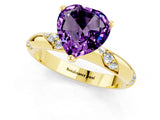 Yellow gold Heart Cut Solitaire Diamond Engagement Ring with Twisted Pave Band and Four-Prong Setting_1